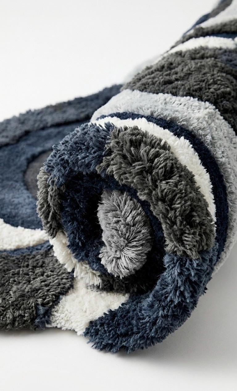 Irregular Abstract Tufted Rug | Midnight Flow rug | Navy Blue Cream Modern Area Rug | Handmade Sculpted Wool Rug | Luxury Organic Shape Rug