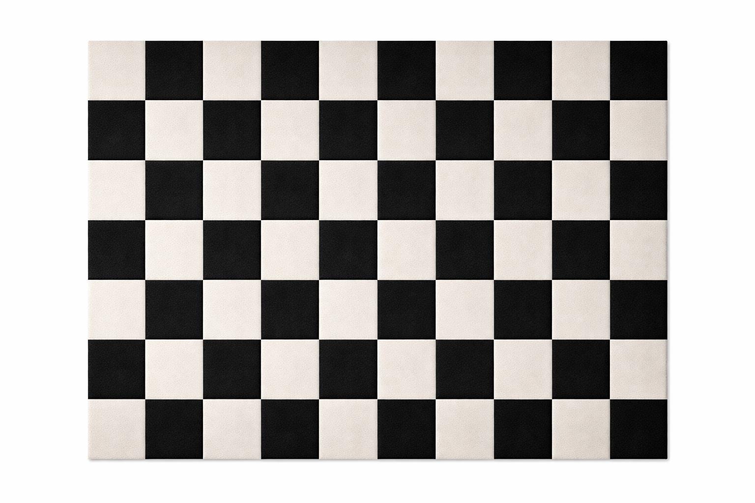 Hand Tufted Wool Checkered Rug | Modern Minimalist Black White Area Rug