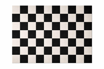 Hand Tufted Wool Checkered Rug | Modern Minimalist Black White Area Rug