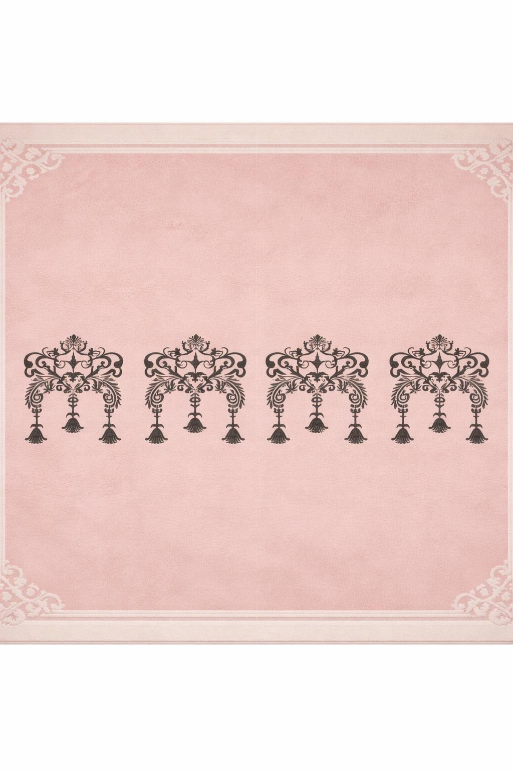Blush Pink Hand Tufted Wool Rug | Damask Motif Area Carpet | Custom Size Floor Runner