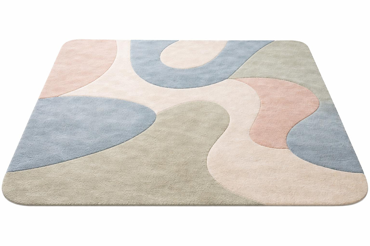 Hand Tufted Wool Abstract Rug | Modern Pastel Rug | Beige Blue Green Area Rug | Luxury Bedroom Rug | Soft Plush Carpet Contemporary Home rug