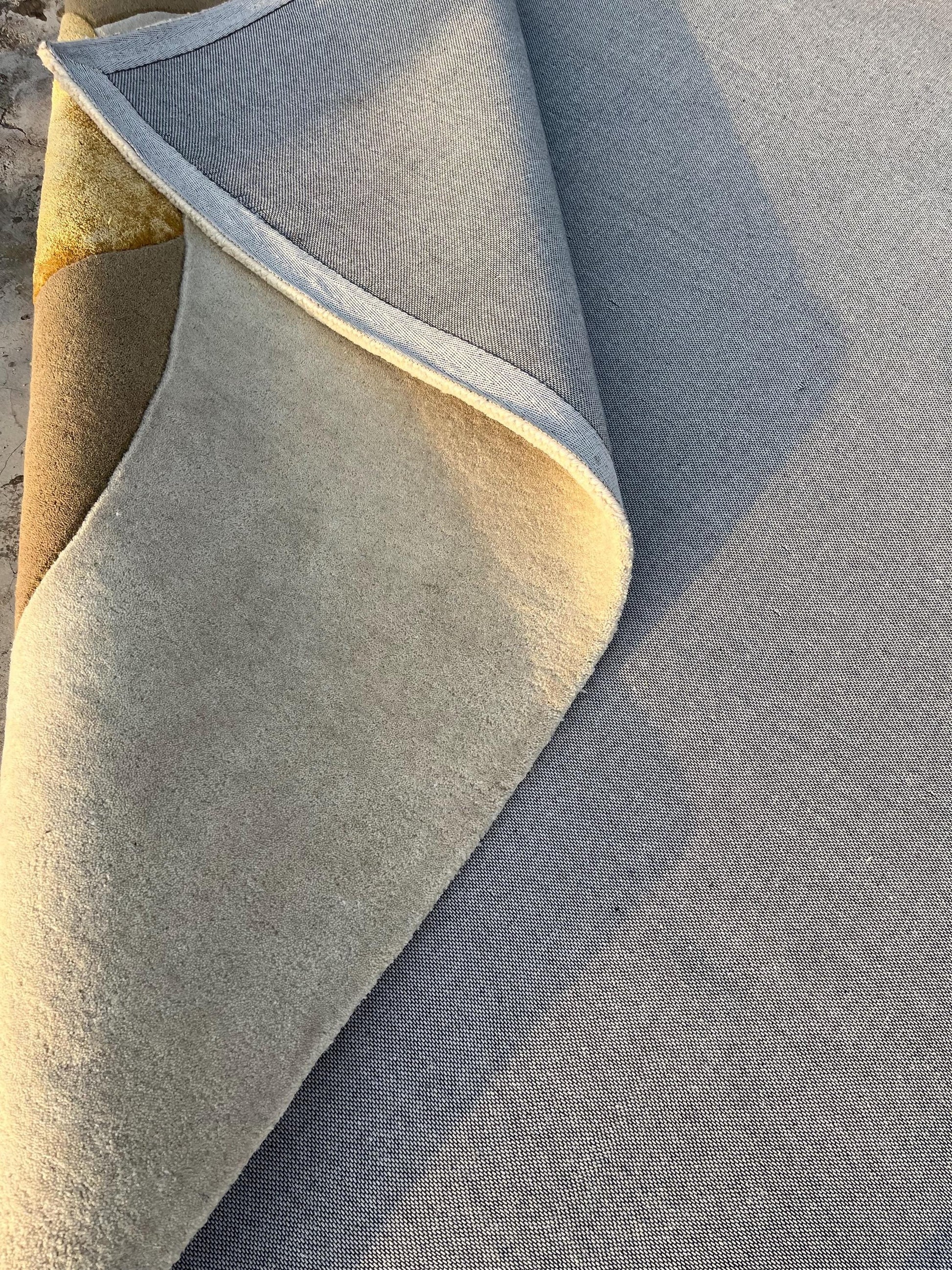 Luxury Abstract Hand Tufted Wool Rug |Modern Beige Gold Blue Area Rug| Contemporary Handmade Carpet | Designer Living Room Rug | 9x12 8x10