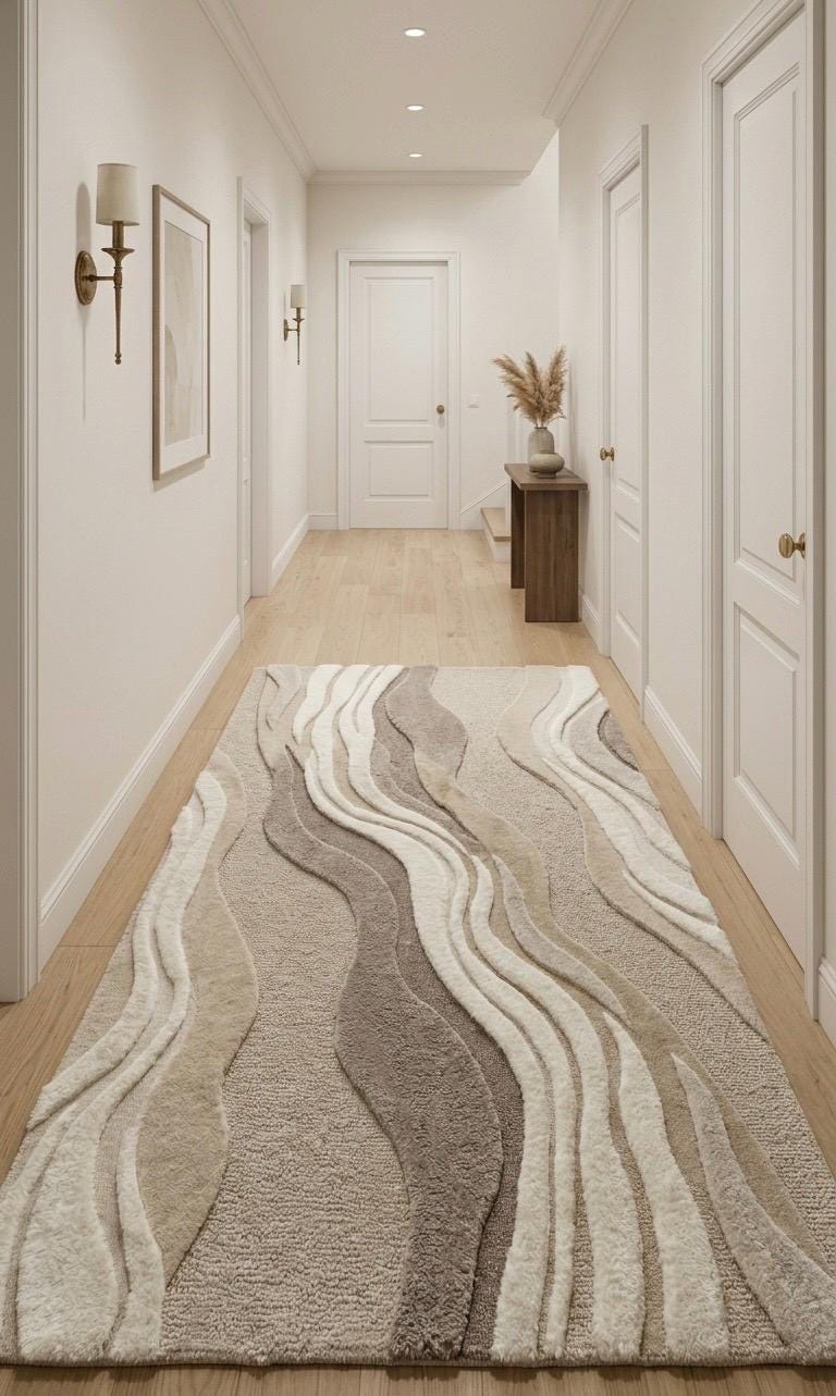 Luxury Hand Tufted Wool Rug | 3D High Low Sculpted Abstract Rug | Neutral Beige Ivory Modern Area Rug | Organic Wave Texture Carpet |