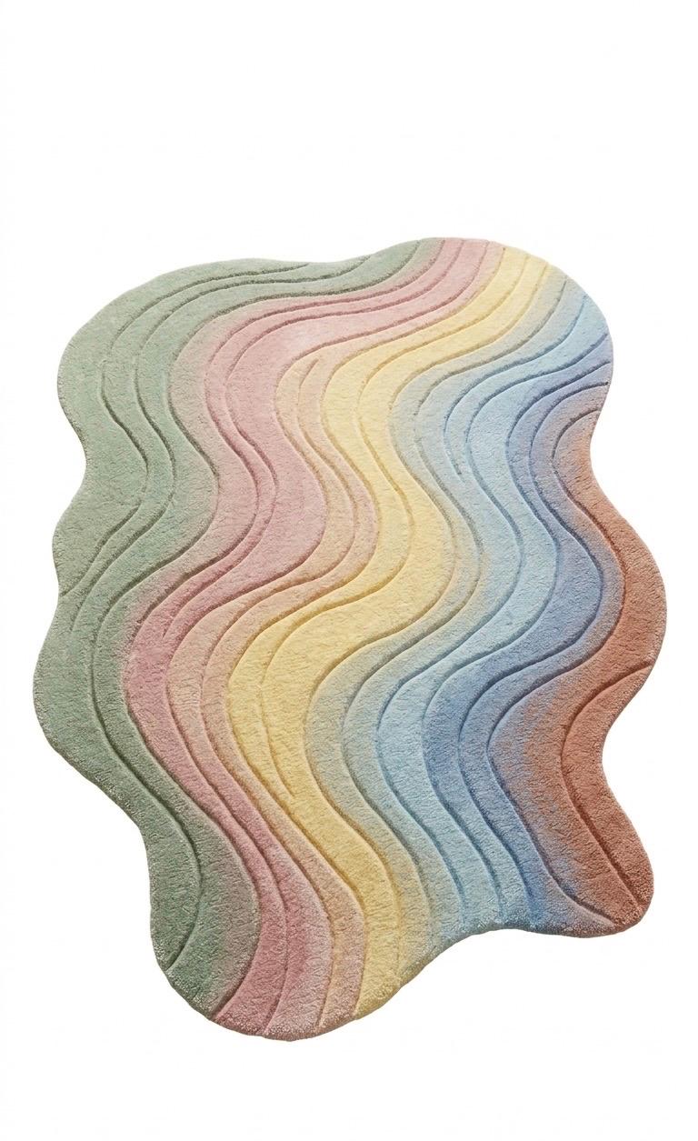 Luxury Hand Tufted Wool Rug, Abstract 3D Textured Carpet, Modern Irregular Shape Rug, Neutral Aesthetic Living Room Decor, Handmade Designer