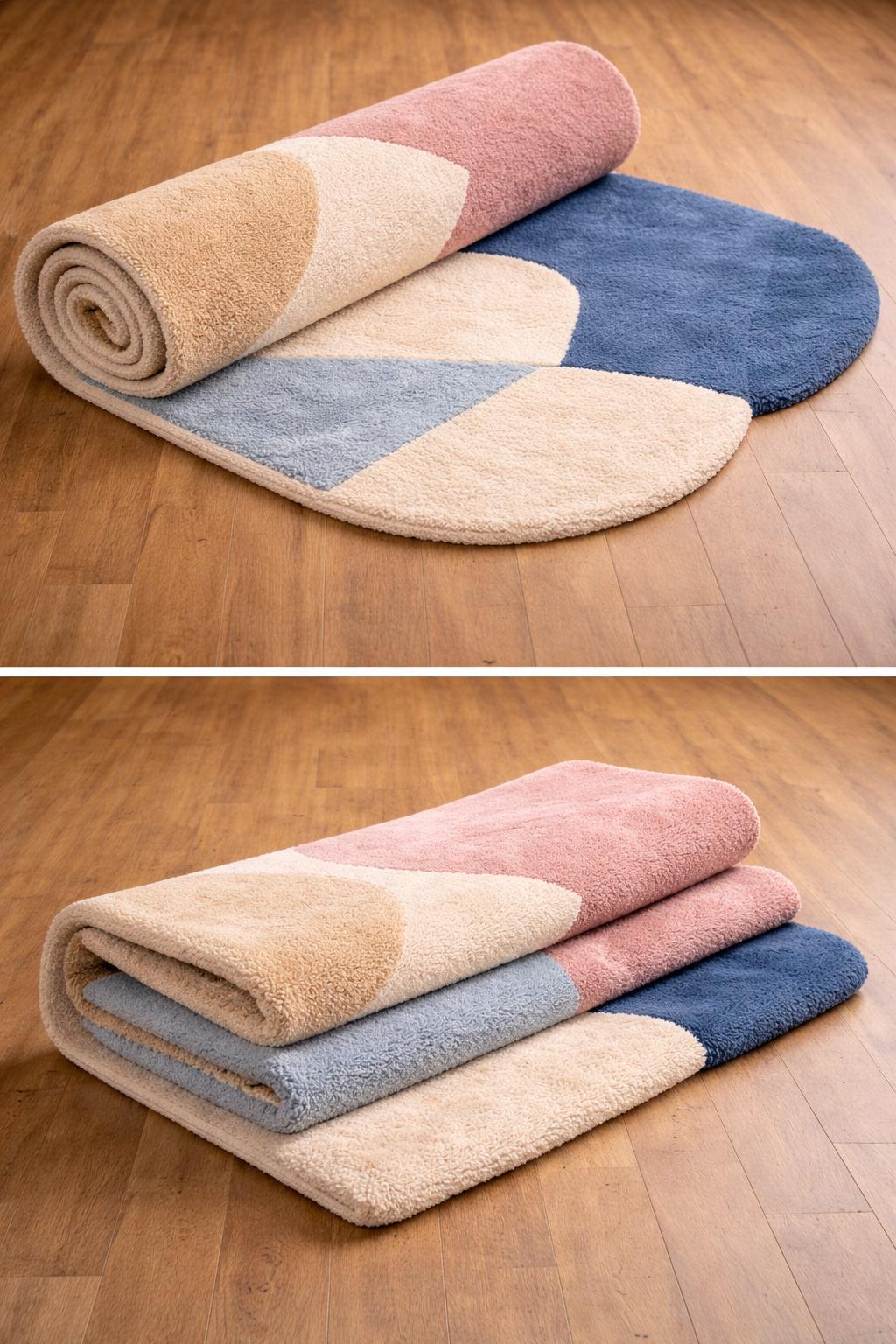 Organic Shape Tufted Rug | Pastel Abstract Area Rug | Luxury Hand Tufted Carpet | Modern Bedroom Rug | Wavy Wool Rug