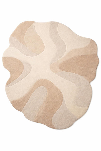 Hand Tufted Wool Rug | Organic Shape, Neutral Abstract Design, Modern Living Room 9x12