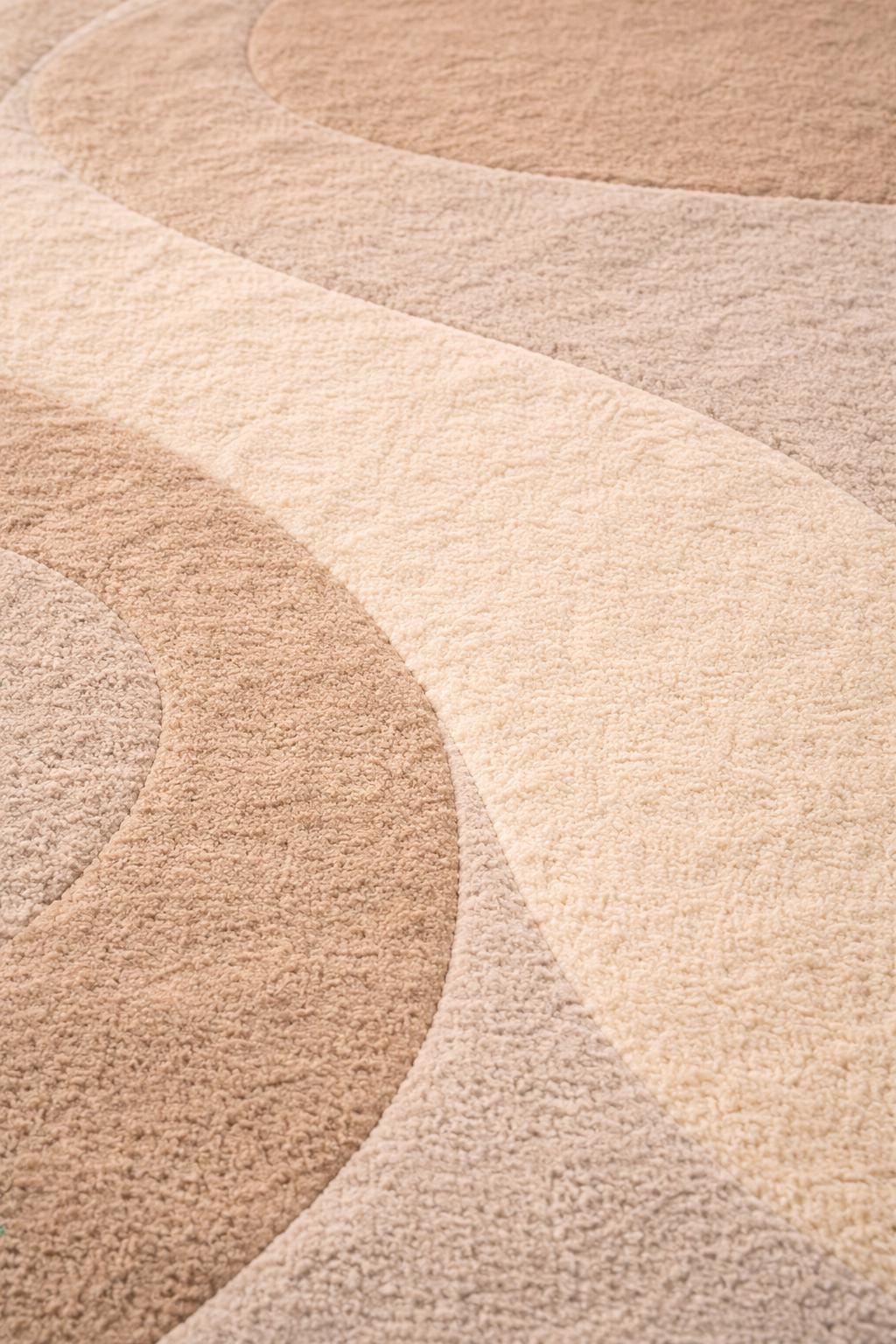Hand Tufted Wool Rug | Organic Shape, Neutral Abstract Design, Modern Living Room 9x12