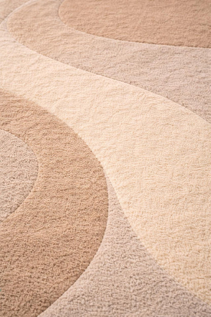 Hand Tufted Wool Rug | Organic Shape, Neutral Abstract Design, Modern Living Room 9x12