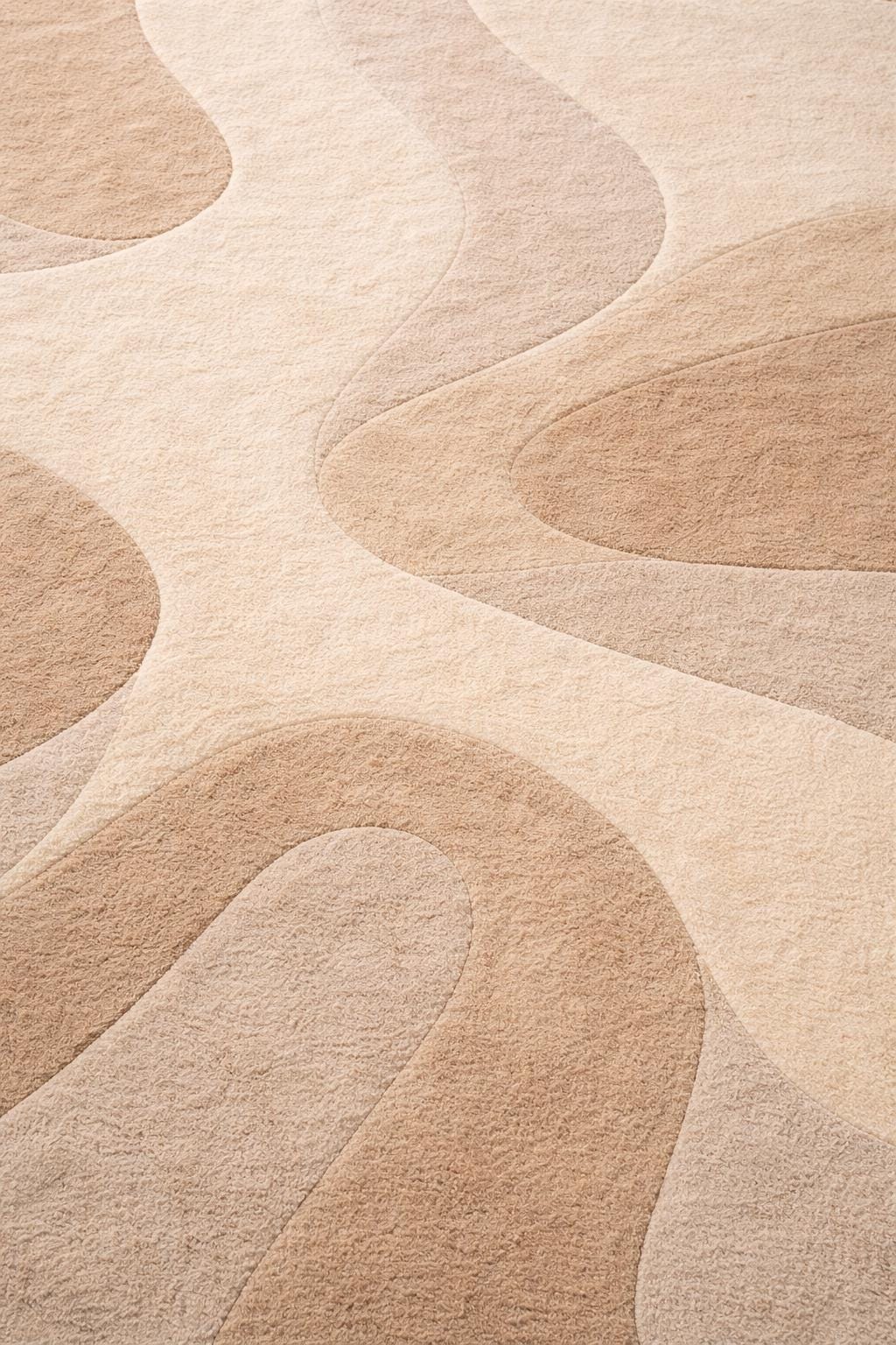Hand Tufted Wool Rug | Organic Shape, Neutral Abstract Design, Modern Living Room 9x12