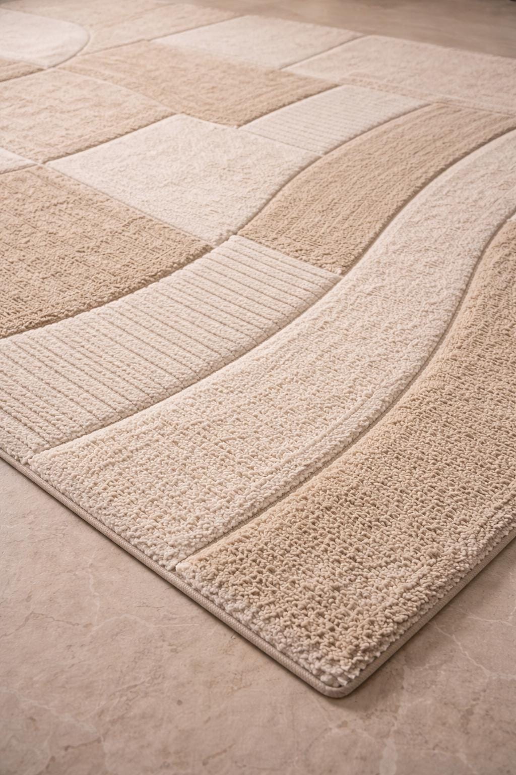 Hand Tufted Wool Rug | Neutral Abstract Rug | Beige Modern Area Rug | Minimalist Carpet |Custom Size Living Room Rug | 6x7 7x10 8x10 9x12