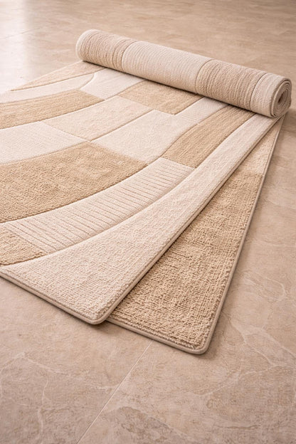 Hand Tufted Wool Rug | Neutral Abstract Rug | Beige Modern Area Rug | Minimalist Carpet |Custom Size Living Room Rug | 6x7 7x10 8x10 9x12