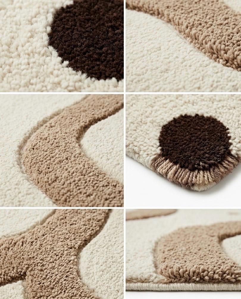Modern Neutral Tufted Wool Rug | Abstract Wave Rug | Beige Cream Area Rug |Scandinavian Minimalist Rug | Luxury Bedroom Living Room Decor