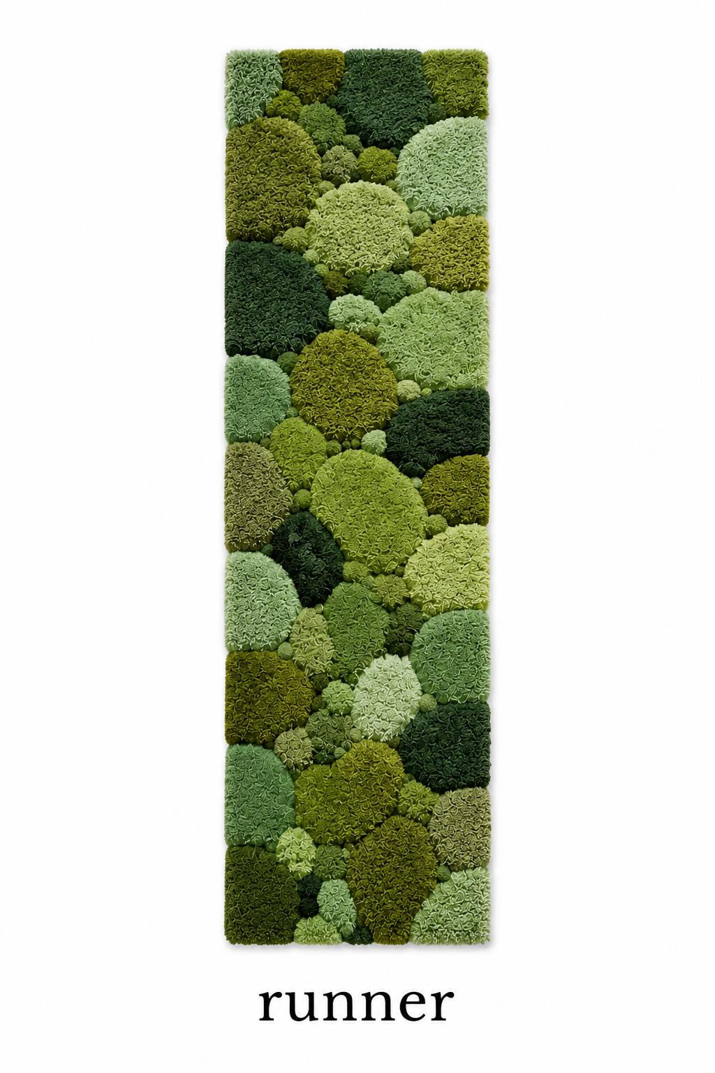 Hand Tufted Wool Moss Rug | Organic Pebble Shapes, Biophilic Japandi Carpet