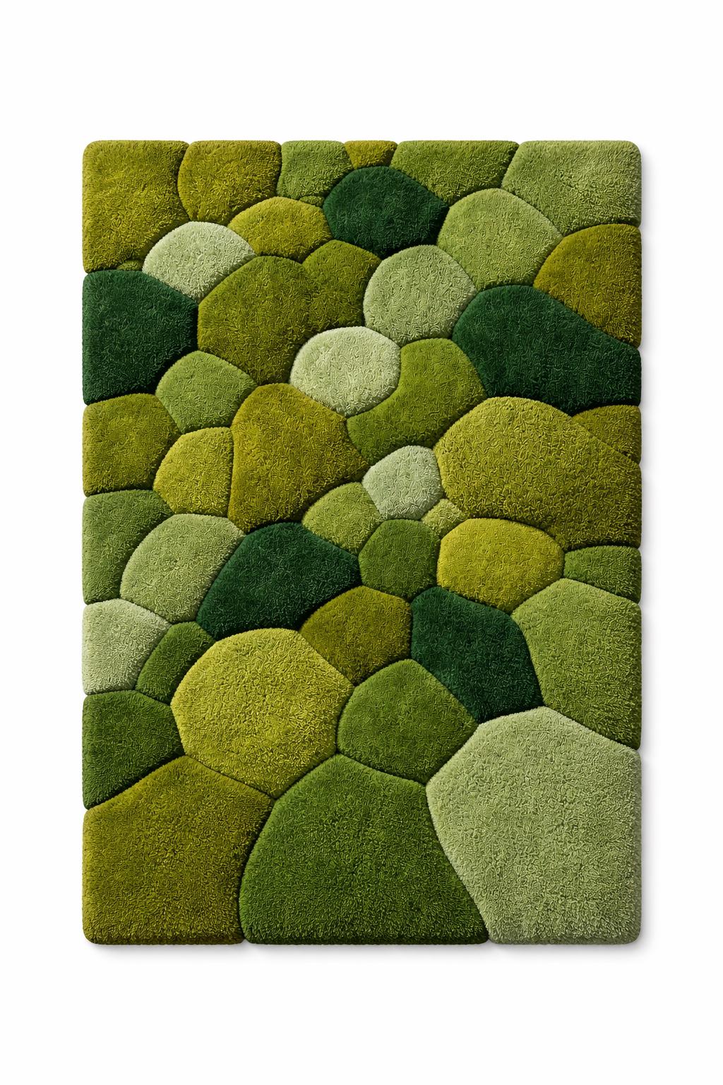 Luxury Moss Pebble Rug  3D Tufted Green Area Rug | Organic Stone Texture Rug | Japandi Bedroom Rug | Handmade Moss Carpet | Forest Inspired