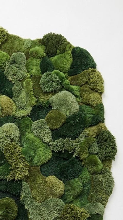 Hand Tufted Moss Rug | Organic Wool Area Rug | 3D Textured Green Rug | Irregular Shape Rug | Nature Inspired Plush Carpet Luxury Modern Rug