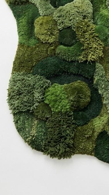 Hand Tufted Moss Rug | Organic Wool Area Rug | 3D Textured Green Rug | Irregular Shape Rug | Nature Inspired Plush Carpet Luxury Modern Rug