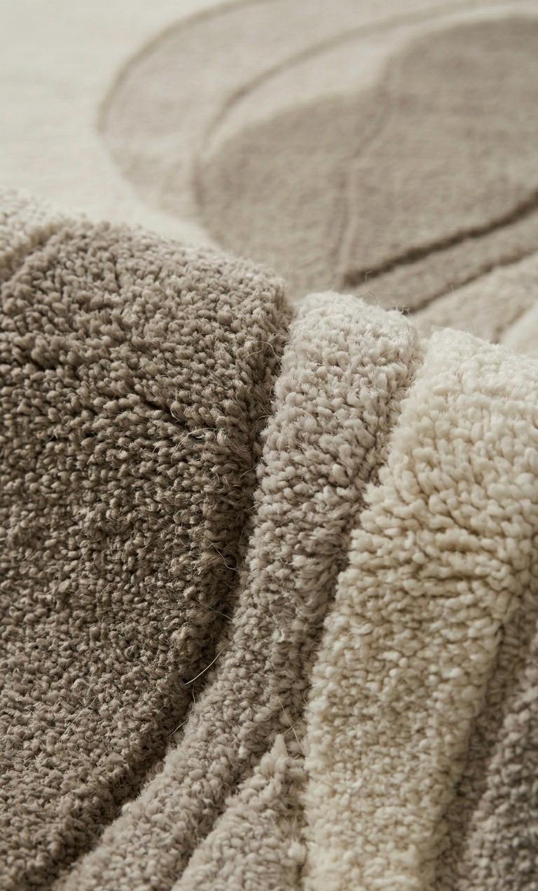 Luxury Hand Tufted Wool Rug | Neutral Beige Ivory Abstract Rug | 3D High-Low Sculpted Carpet | Modern Minimalist Bedroom Rug | Soft Plush