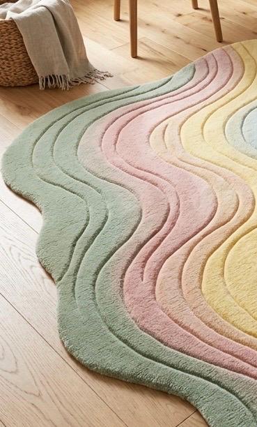 Luxury Hand Tufted Wool Rug, Abstract 3D Textured Carpet, Modern Irregular Shape Rug, Neutral Aesthetic Living Room Decor, Handmade Designer