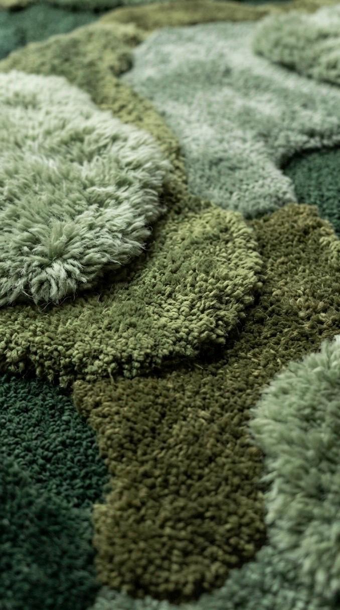 Organic Moss Rug Hand Tufted Wool Rug | Irregular Shape 3D Forest Floor Carpet | Biophilic Design Sage Green Olive Area Rug