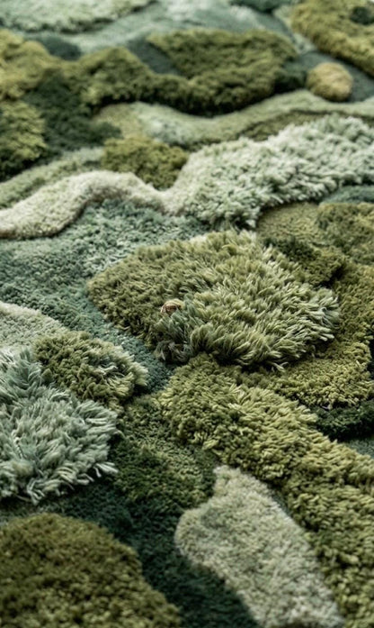 Handmade Moss Rug | Organic Shag Area Rug | Forest Floor Mat