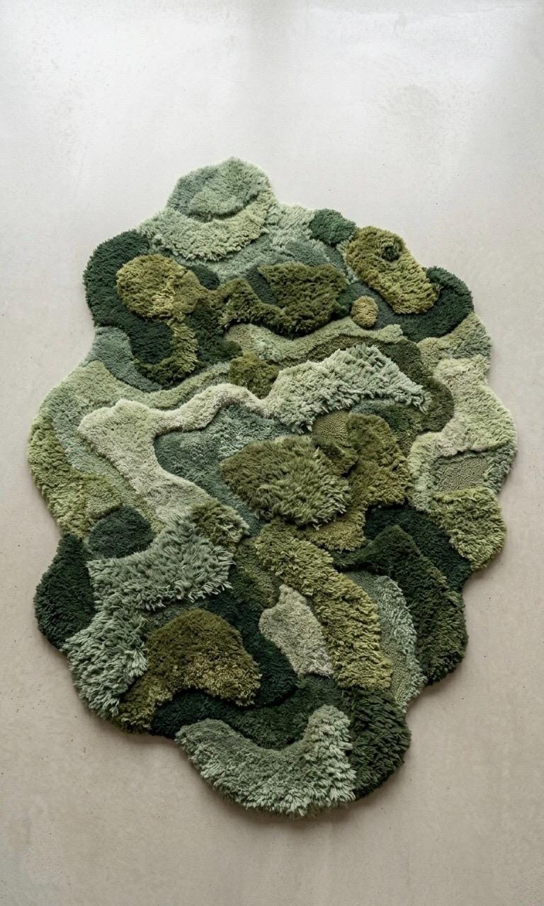 Handmade Moss Rug | Organic Shag Area Rug | Forest Floor Mat