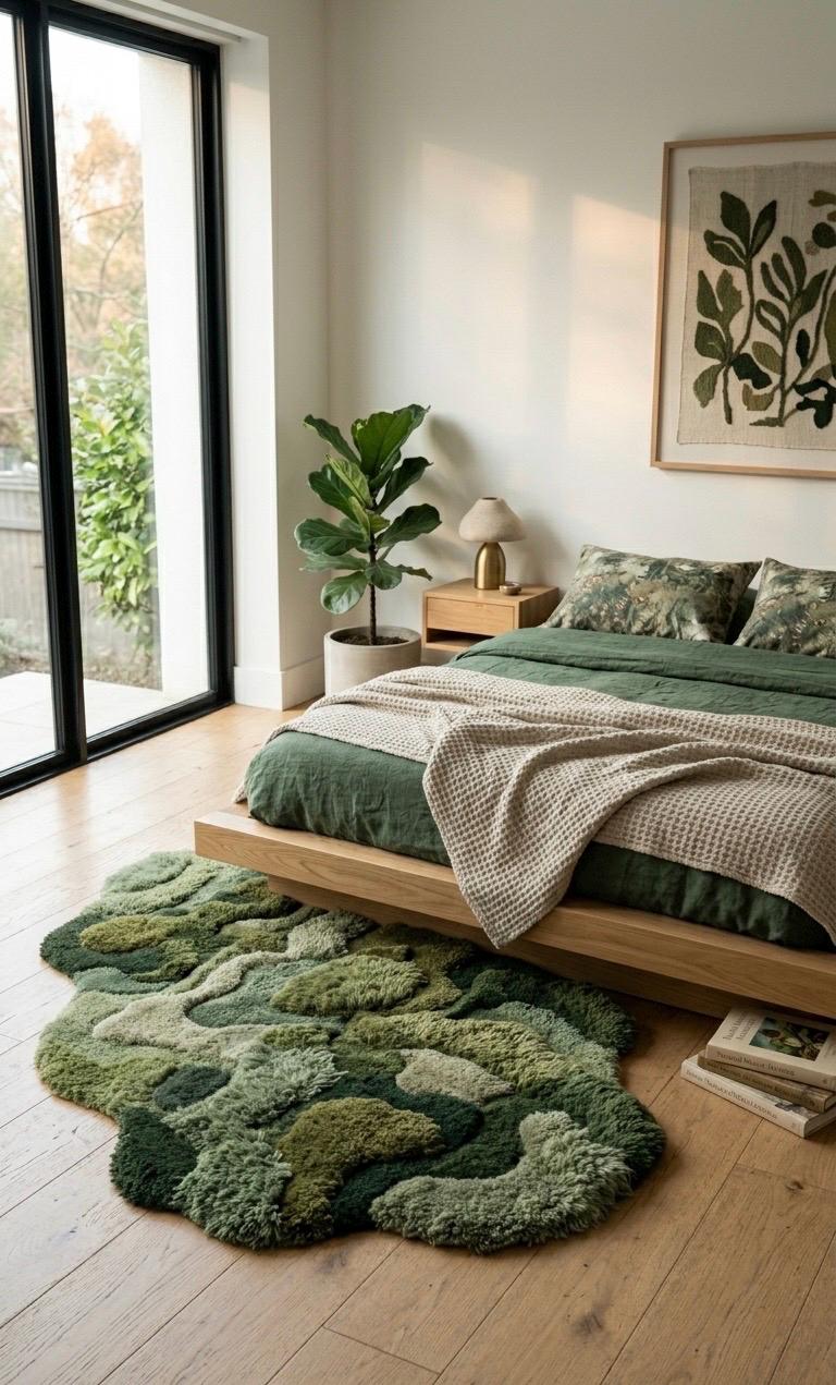 Handmade Moss Rug | Organic Shag Area Rug | Forest Floor Mat