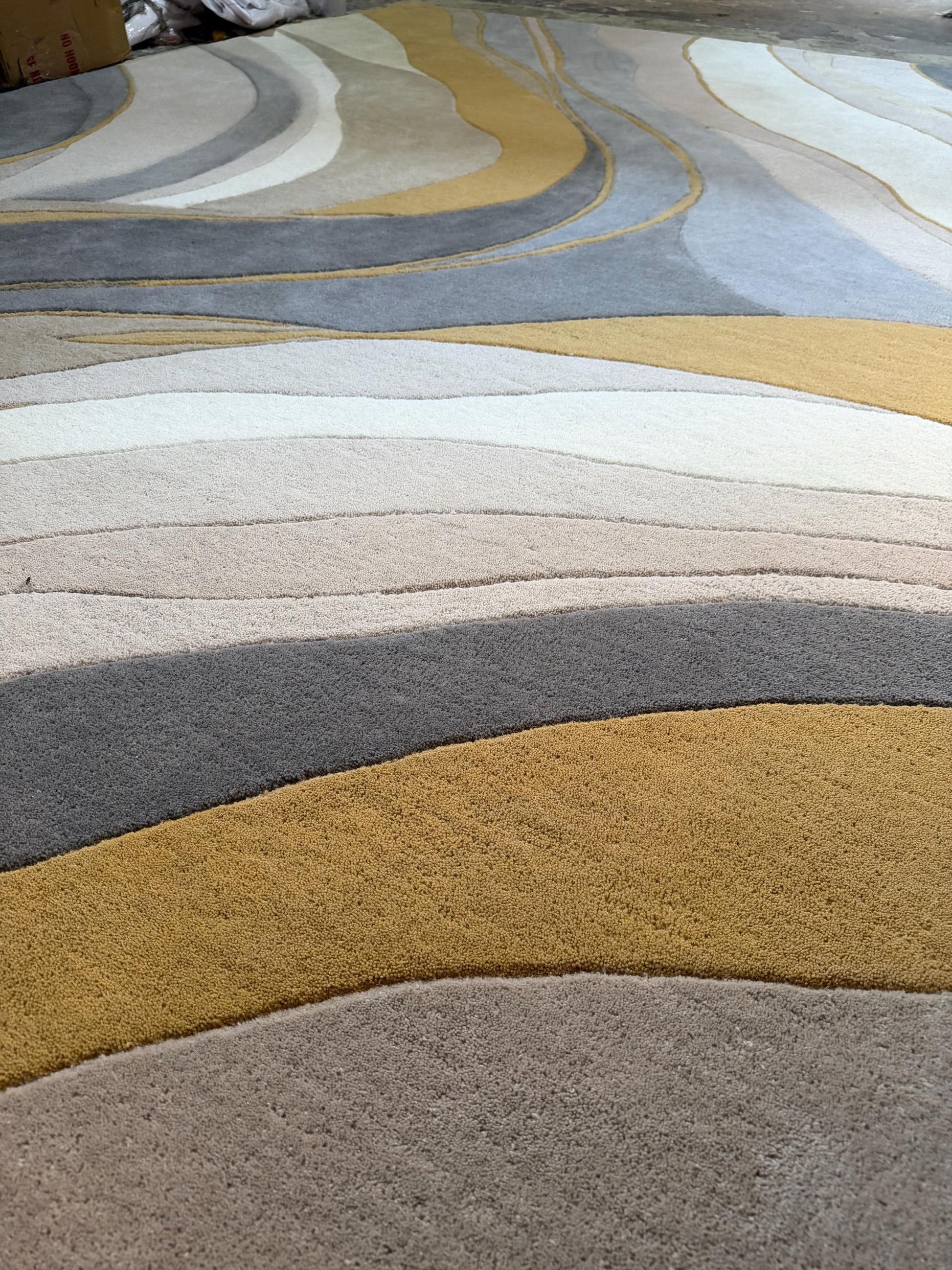 Luxury Hand Tufted Wool Rug | Abstract Marble Design Cut Pile Area Rug | Modern Bedroom Carpet | Navy Gold Beige | Custom Size rug US UK