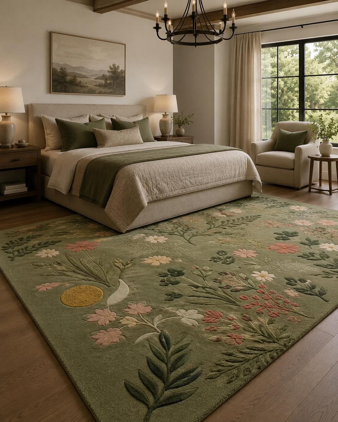 Hand tufted wool rug | luxury Moss Rug Botanical Forest Floor Area Rug | Luxury Custom Sage Green Rug | Organic Modern Aesthetic Rug |