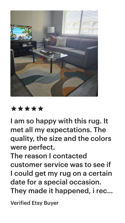 Hand Tufted Abstract Wool Rug | Modern Earth Tone Area Rug | Luxury Living Room Carpet | Scandinavian Style Rug | Custom Size Rug US UK
