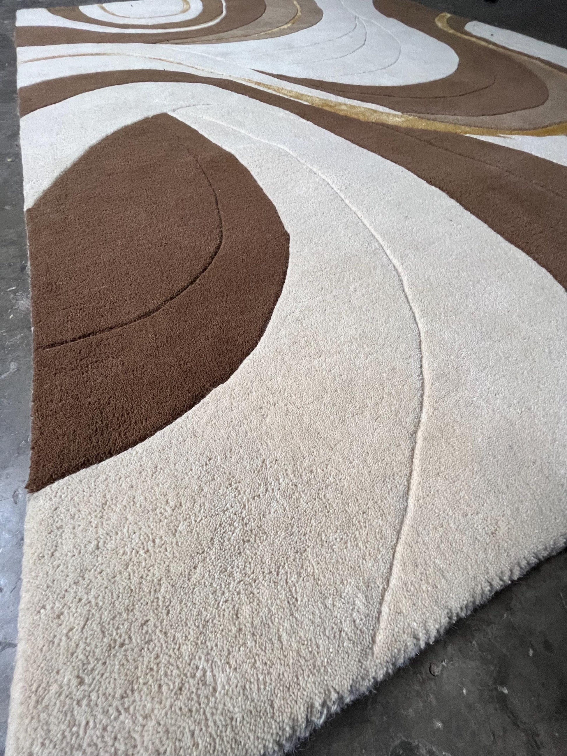 Luxury Hand Tufted Wool Rug | Neutral Abstract Rug | Ivory Brown Modern Area Rug | Contemporary Living Room Rug | Plush Wool Carpet rug 9x12