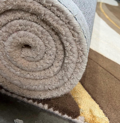 Luxury Hand Tufted Wool Rug | Neutral Abstract Rug | Ivory Brown Modern Area Rug | Contemporary Living Room Rug | Plush Wool Carpet rug 9x12