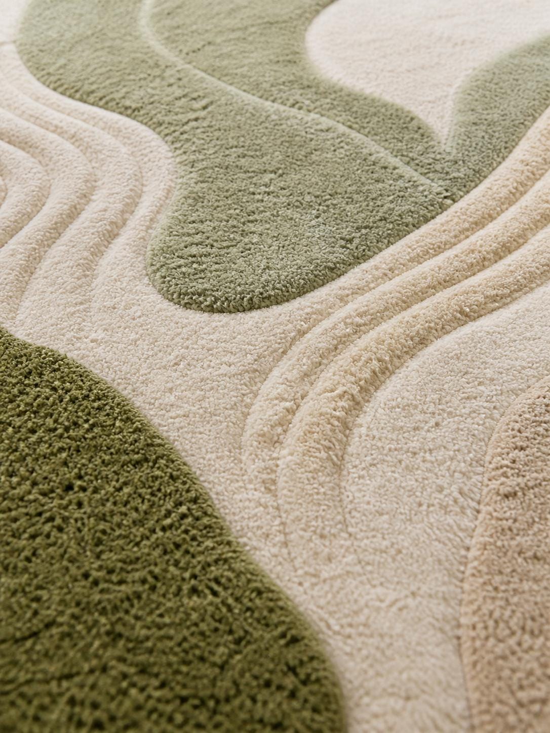 Luxury Moss Green Tufted Wool Rug |  Organic Abstract Area Rug | Neutral Modern Rug | Hand Tufted Carpet | handmade Sculpted Textured Rug