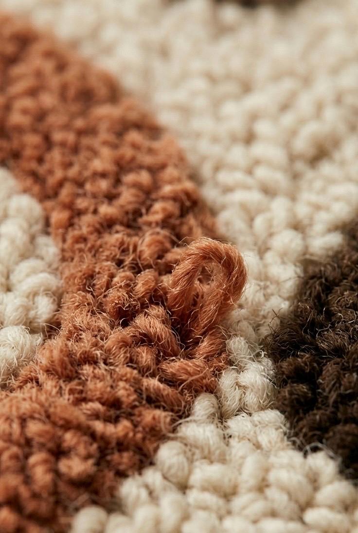 Abstract Tufted Wool Rug | Modern Handmade Area Rug | Neutral Beige Brown Rug | Luxury Bedroom Rug | Artistic Scandinavian Carpet | 9x12