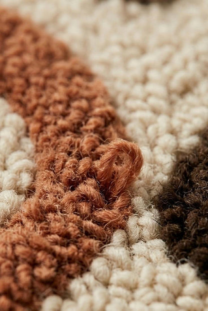 Abstract Tufted Wool Rug | Modern Handmade Area Rug | Neutral Beige Brown Rug | Luxury Bedroom Rug | Artistic Scandinavian Carpet | 9x12