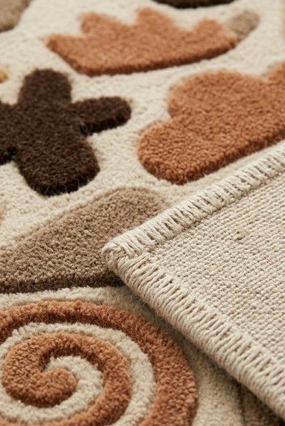 Abstract Tufted Wool Rug | Modern Handmade Area Rug | Neutral Beige Brown Rug | Luxury Bedroom Rug | Artistic Scandinavian Carpet | 9x12