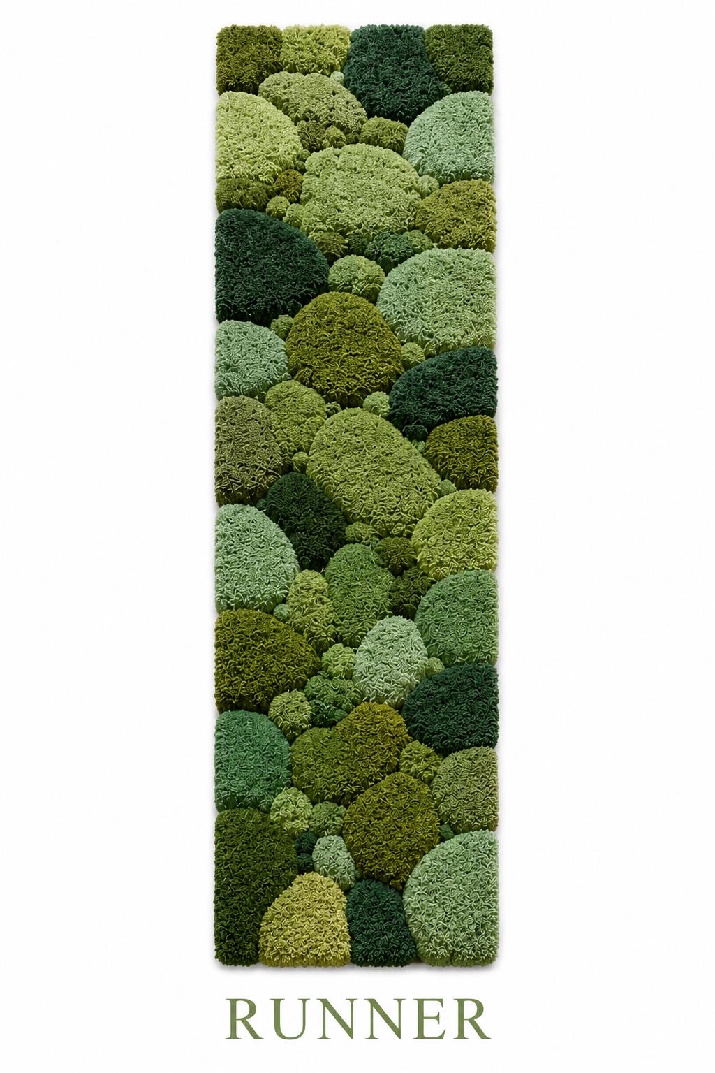Hand Tufted Wool Moss Rug | Organic Pebble Shapes, Biophilic Japandi Carpet