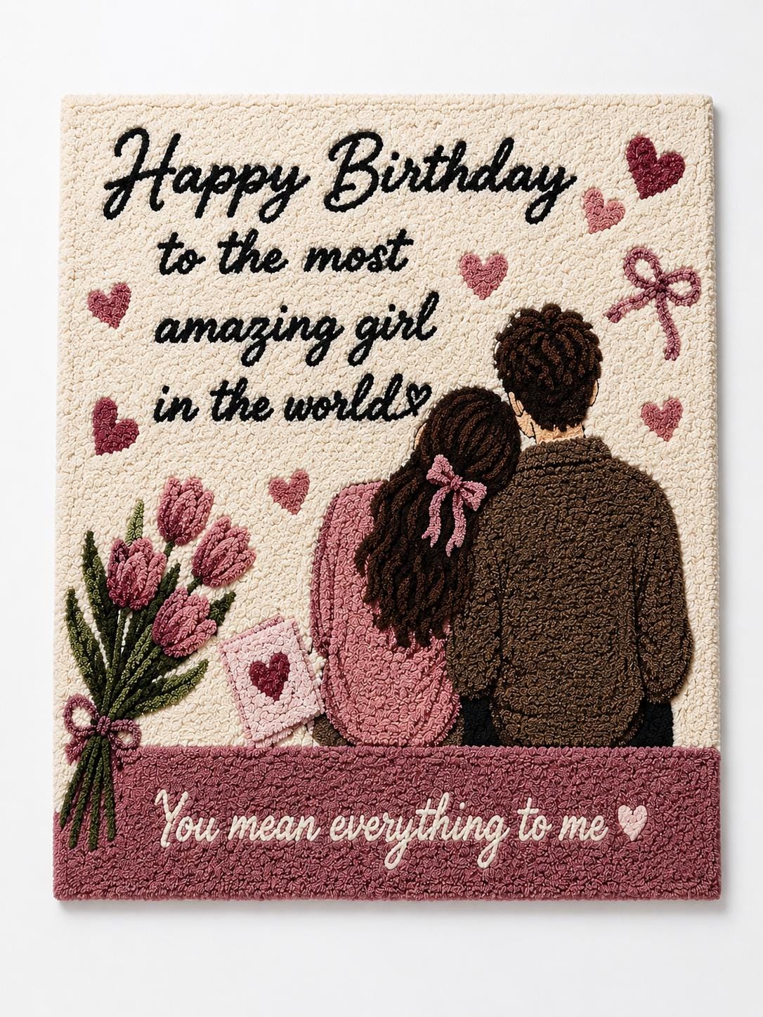 Personalized Tufted Rug Gift for Girlfriend Birthday | Handmade Wool Couple Rug | Custom Romantic Area Rug | Pink Aesthetic Room Decor