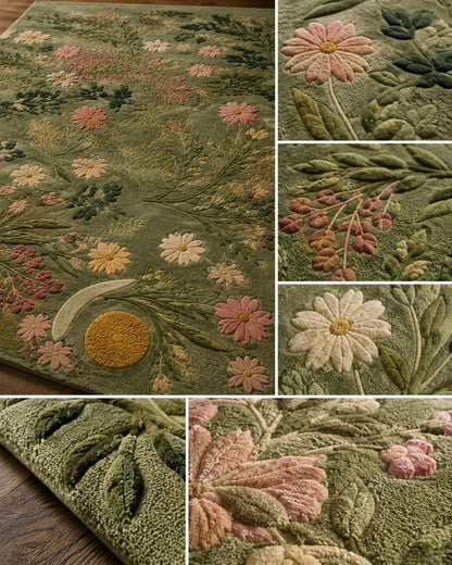 Hand tufted wool rug | luxury Moss Rug Botanical Forest Floor Area Rug | Luxury Custom Sage Green Rug | Organic Modern Aesthetic Rug |