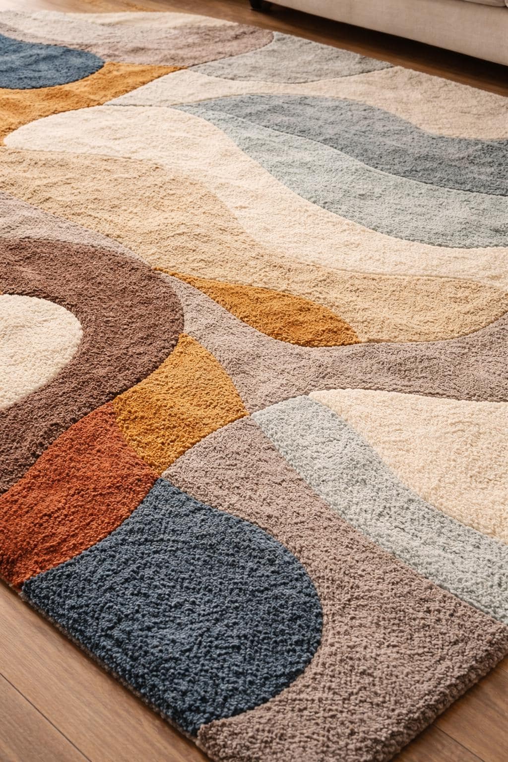 Hand Tufted Abstract Wool Rug | Modern Earth Tone Area Rug | Luxury Living Room Carpet | Scandinavian Style Rug | Custom Size Rug US UK