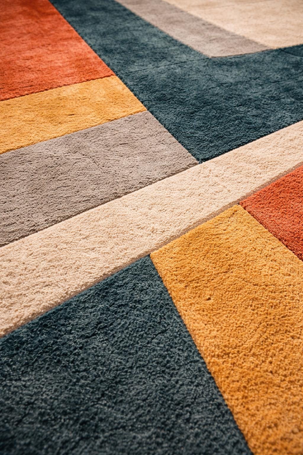 Mid Century Modern Abstract Geometric Hand Tufted Wool Rug | Minimalist Japandi Area Rug for Living Room | Earthy Tone Carpet  Free Shipping