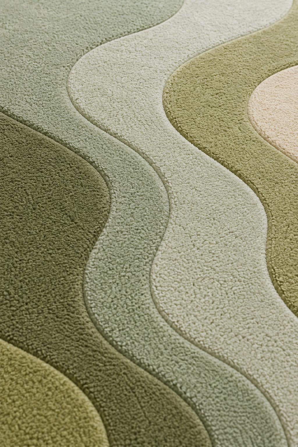 Green Abstract Hand Tufted Wool Rug | Modern Scandinavian Area Rug | Sage Olive Wave Rug | Living Room Bedroom Carpet