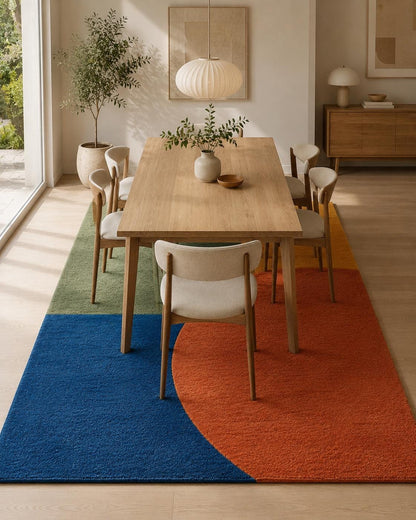 Hand Tufted Wool Rug | Modern Geometric Area Rug | Scandinavian Nordic Rug | Color Block Living Room Rug | Contemporary Handmade Wool Carpet