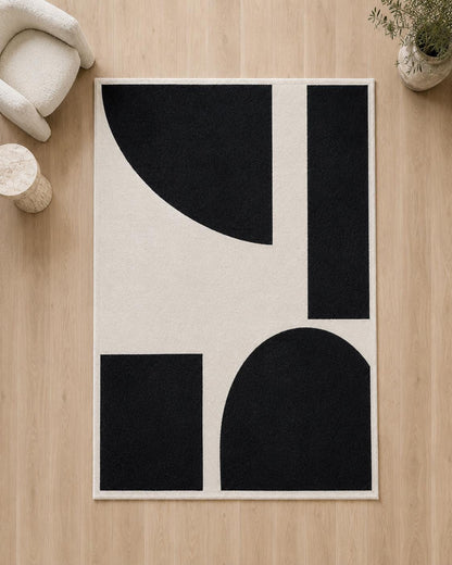 Black White Geometric Rug | Modern Area Rug | Hand Tufted Wool Rug | Scandinavian Nordic Rug | Living Room Bedroom Decor | custom size rug