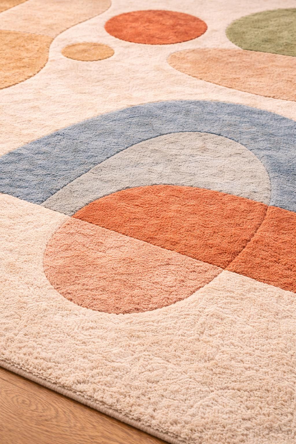 Modern Geometric Nursery Rug | Soft Hand Tufted Area Rug | Kids Room Decor Rug | Abstract Pastel Playroom Carpet | Scandinavian Room Rug
