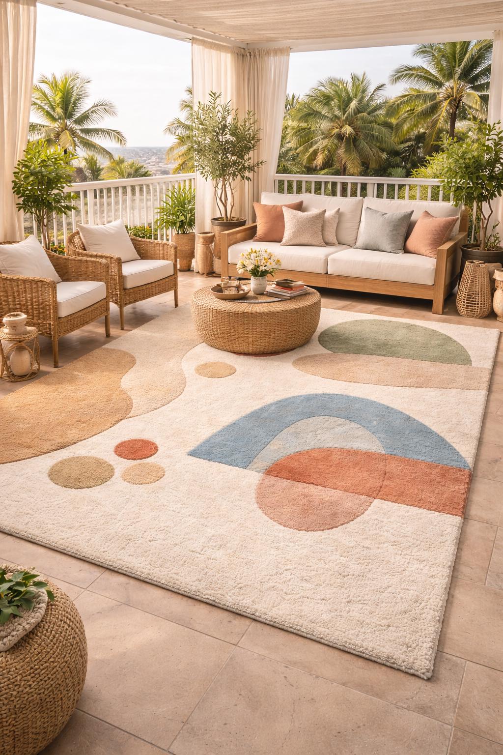 Modern Geometric Nursery Rug | Soft Hand Tufted Area Rug | Kids Room Decor Rug | Abstract Pastel Playroom Carpet | Scandinavian Room Rug