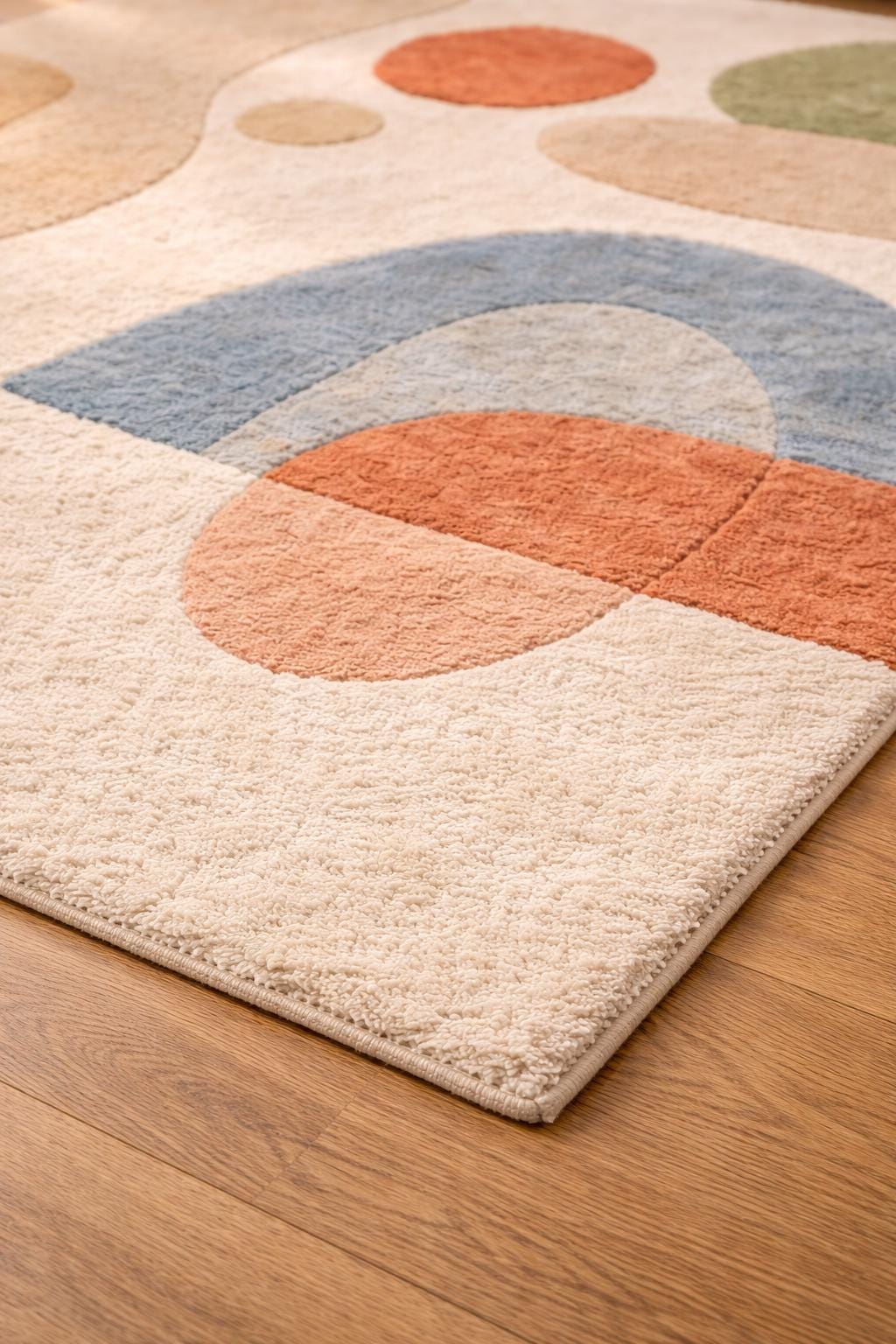 Modern Geometric Nursery Rug | Soft Hand Tufted Area Rug | Kids Room Decor Rug | Abstract Pastel Playroom Carpet | Scandinavian Room Rug