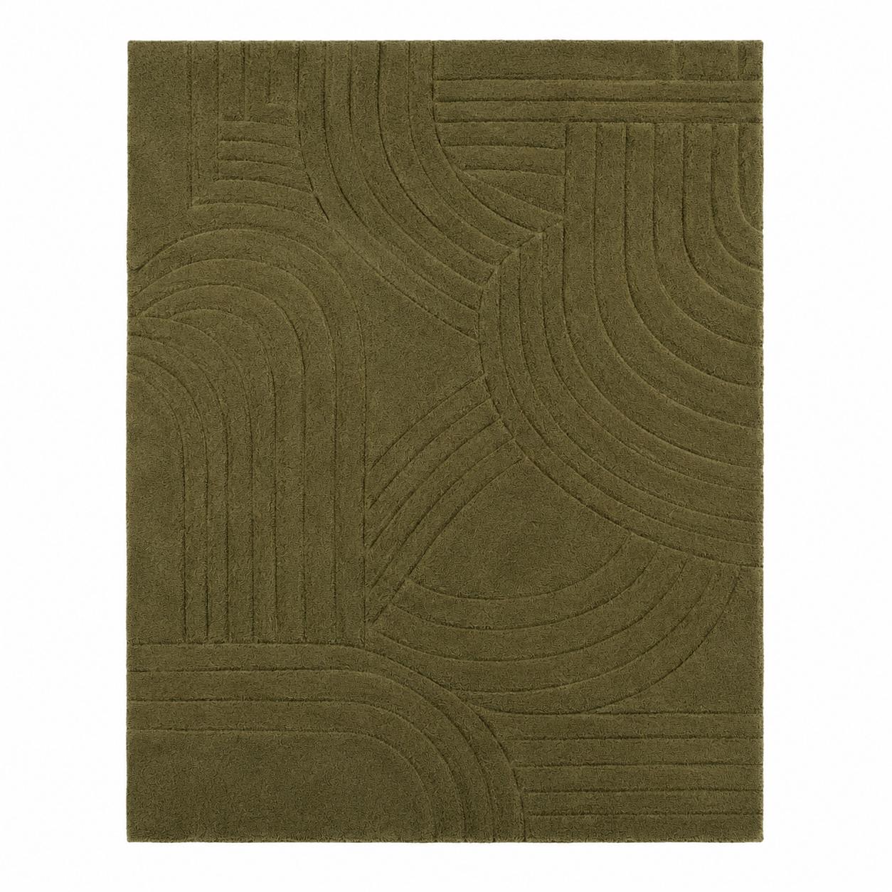 Hand Tufted Olive Green Wool Rug | Modern Abstract Area Rug | Luxury Handmade Living Room Rug | Contemporary Bedroom Carpet Custom Size Rug