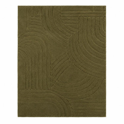 Hand Tufted Olive Green Wool Rug | Modern Abstract Area Rug | Luxury Handmade Living Room Rug | Contemporary Bedroom Carpet Custom Size Rug