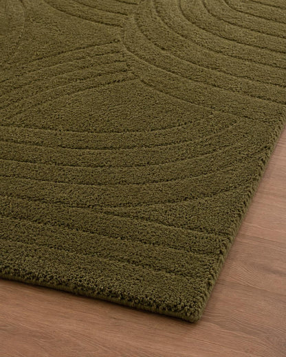 Hand Tufted Olive Green Wool Rug | Modern Abstract Area Rug | Luxury Handmade Living Room Rug | Contemporary Bedroom Carpet Custom Size Rug