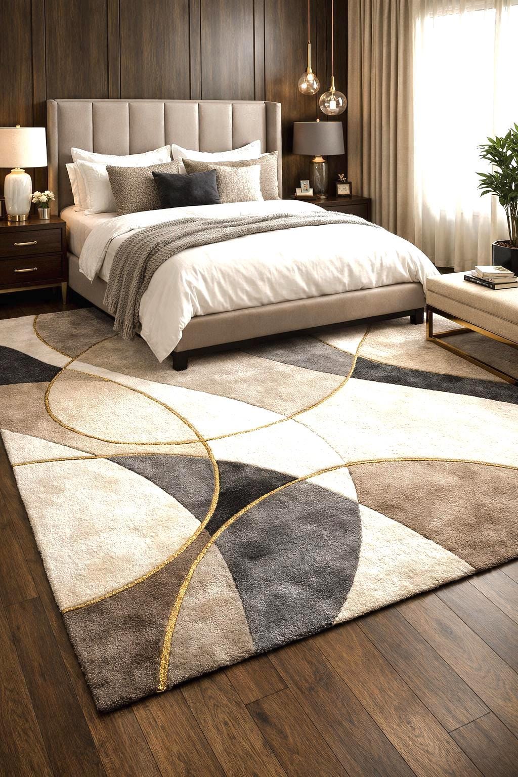 Luxury Hand Tufted Wool Rug | Abstract Neutral Beige Grey Carpet | Modern Cut Pile Area Rug | Handmade Designer Rug | Living Room Bedroom